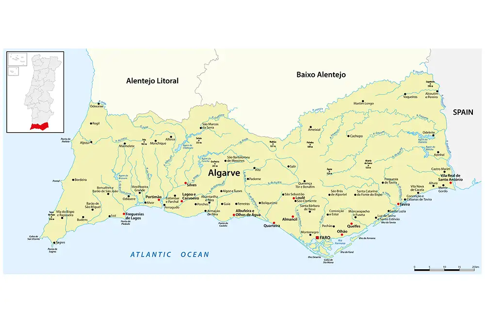 mapa do algarve